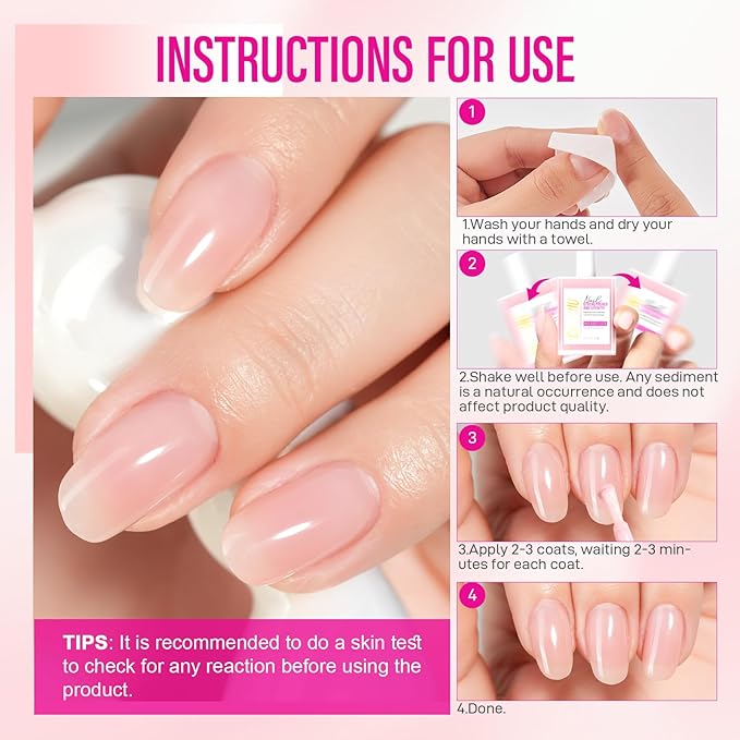 Nail Strengthener for Women: 8 in 1 Soft Pink Natural Nail Hardener Extra Strong and Growth - Nail Polish Hardener Ridge Filler Concealer for Weak and Damaged Nails 15ml
