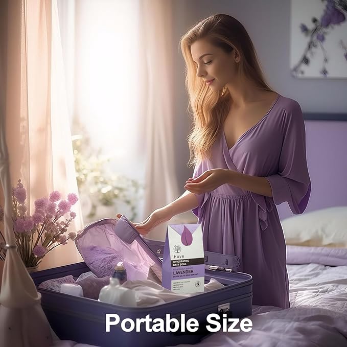 iHave Epsom Salt & Dead Sea Salt Bath Soak with Lavender Essential Oils, Unique Spa Gift Idea, Portable Bath Salts Gifts for Her and Him, Ideal Anniversary or Birthday Gifts for Women and Men
