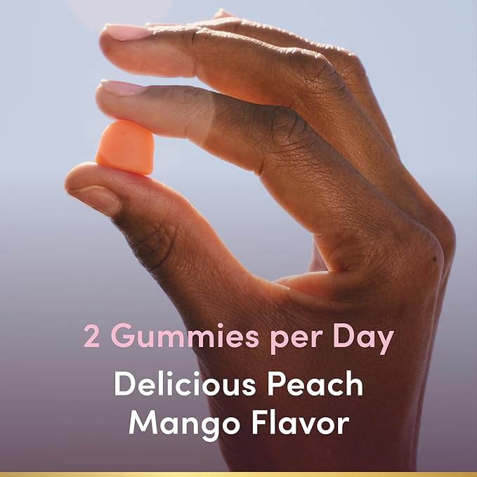 Nature's Bounty Hair Growth Gummies for Supporting Thicker, Fuller Hair with Biotin, Silicon & Arginine, Peach Mango Flavor – Gluten Free, Contains No Lactose, Sodium or Fish, 60 Count/30 Servings