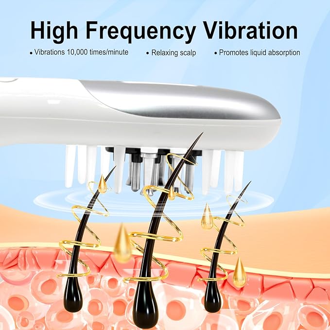 3-in-1 Hair Oil Applicator for Scalp with No-Drip Dispenser, Portable Hair Brush, Wireless Electric Scalp Massager for Travel and Home Use