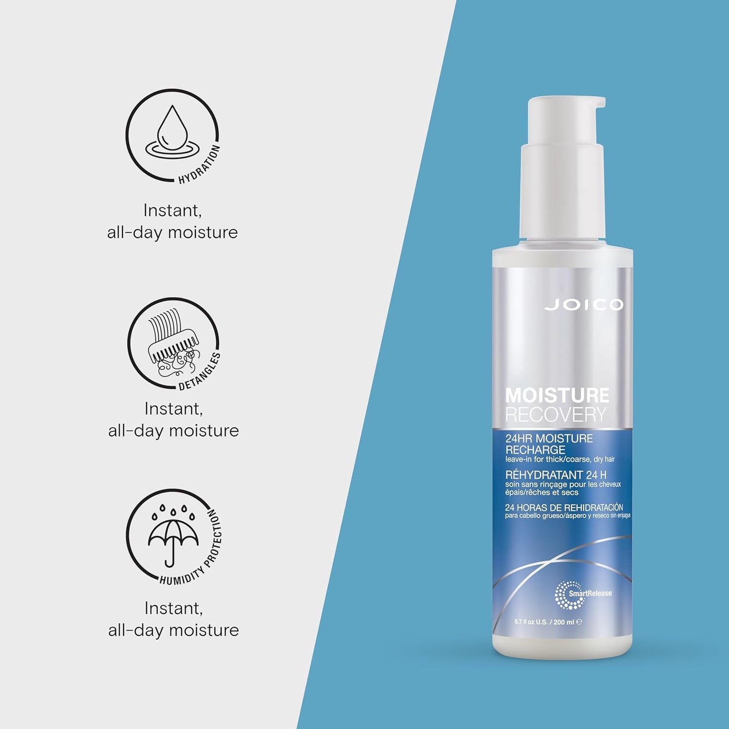 Joico Moisture Recovery 24Hr Moisture Recharge Leave-In, 6.7 oz