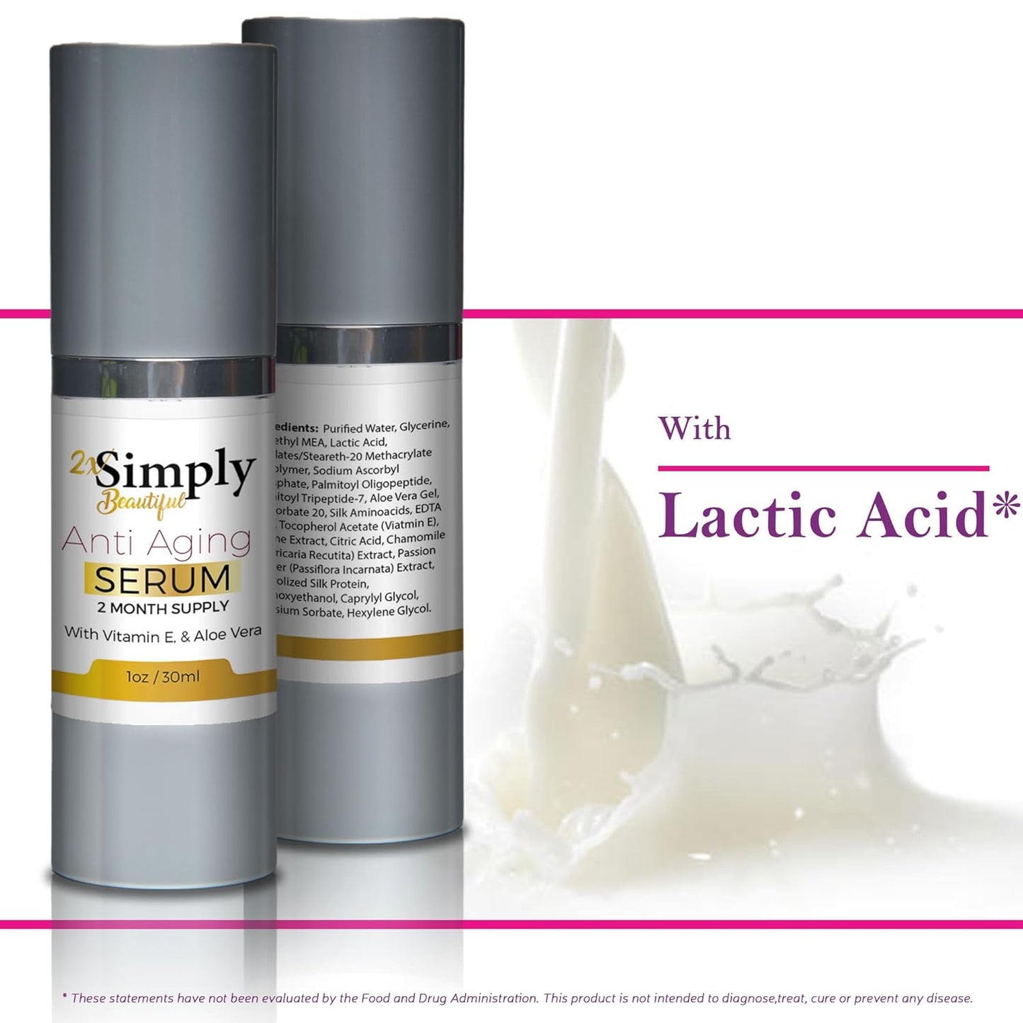 2x Simply Beautiful Anti Aging Serum 2 Month Supply - Help Smooth Skin Under & Around Eyes - Reduce Wrinkles Appearance - Anti Aging Eye Serum - Improve Puffy Bags & Dark Circles - Anti Aging Skincare