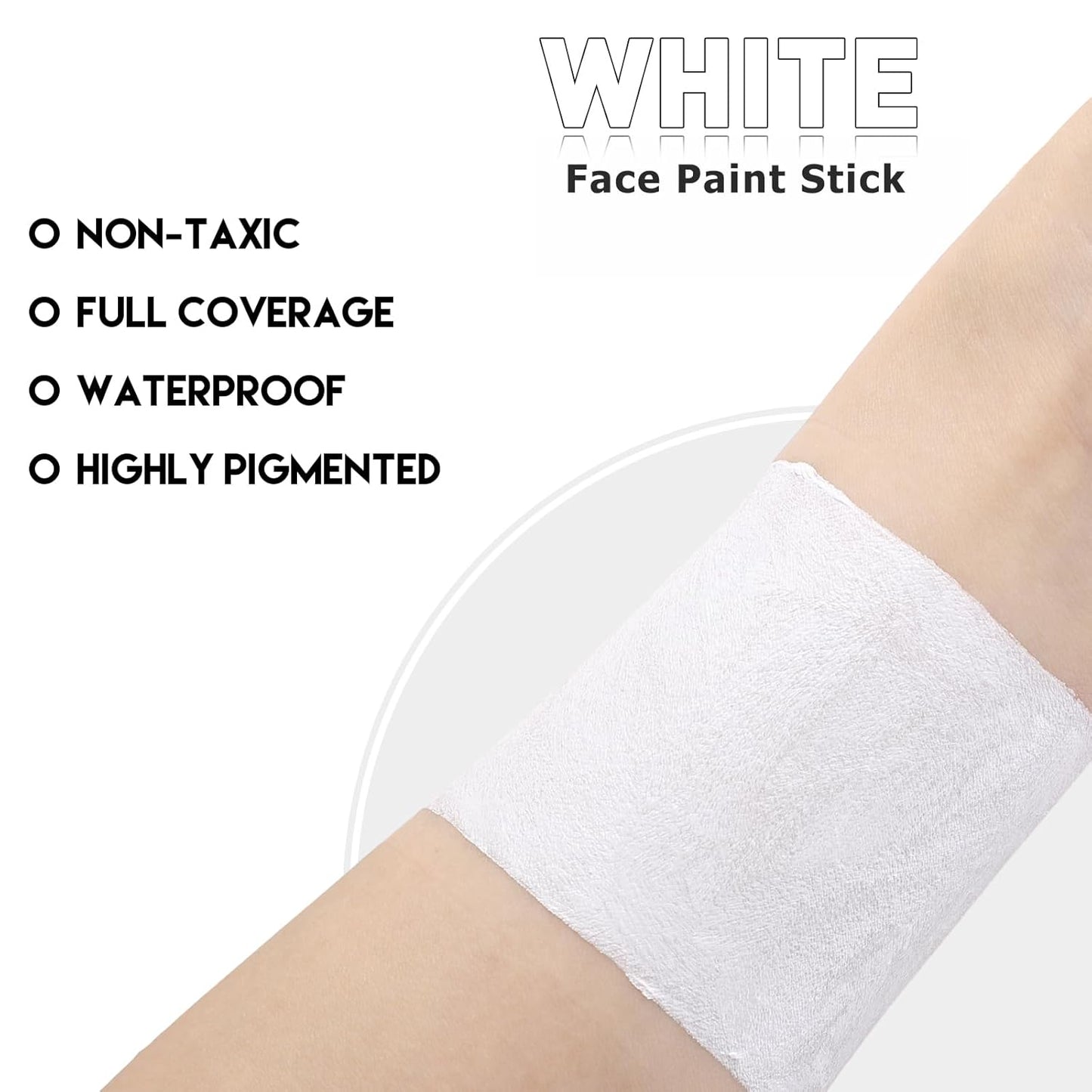 BOBISUKA White Face Paint Stick for Halloween, Sports, Cosplay – Non-Toxic Body Paint Stick for Skeleton Clown Ghost Makeup – Great for Eye Black, SFX & Costume Looks
