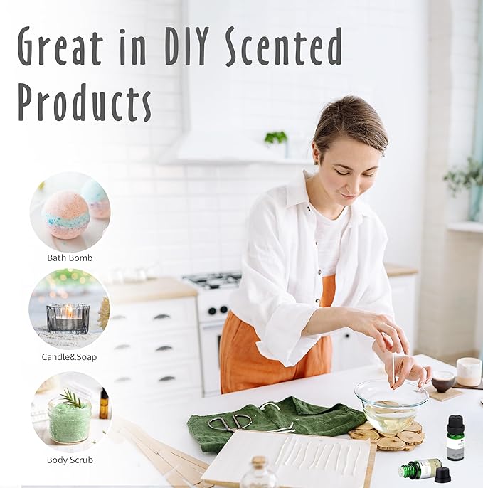 Fragrance Oils, MitFlor Hotel Collection Diffuser Oil for Home, Soap & Candle Making Scents, Aromatherapy Essential Oils Set 6x10ml, Lemon & Thyme, Citrus Amber, White Tea and More