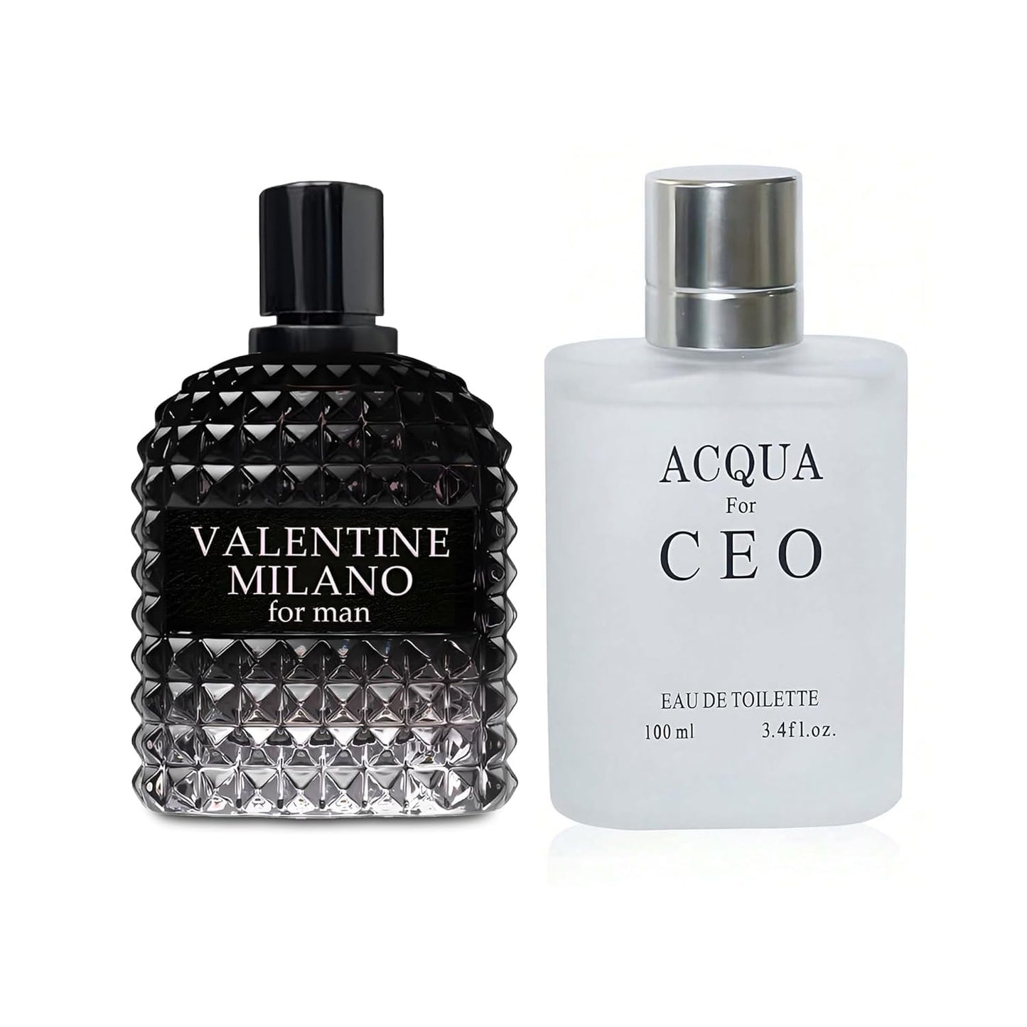 2PCS Valentine Milano/Acqua CEO Eau De Toilette for Men-Fresh,Romantic Scent Perfume for Men 3.4 Fl Oz Each Mens Cologne For All Skin Daily Used