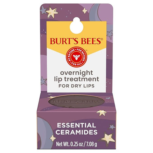 Burt's Bees Original Overnight Intensive Lip Treatment, Mothers Day Gifts, Moisturizing, Restorative, Reduces Fine Lines, Vitamin E, Ceramides Oils, Natural Origin Lip Care, 0.25 Oz.