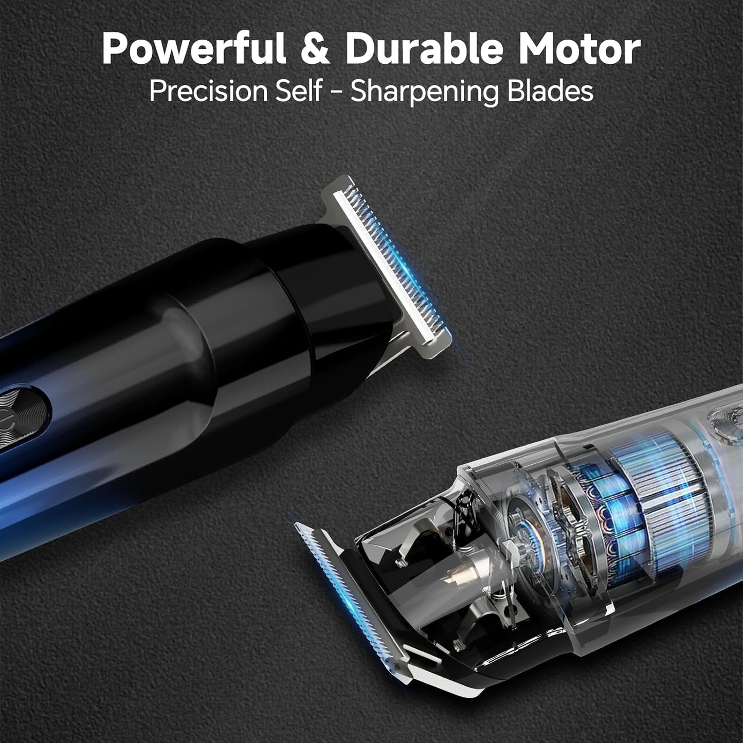 Beard Trimmer for Men, 5-in-1 Cordless Hair Clipper Kit with Foil Razor, Waterproof Body, Nose & Ear Groomer, Precision Trimming for Beard, Hair & Body Care (Blue)