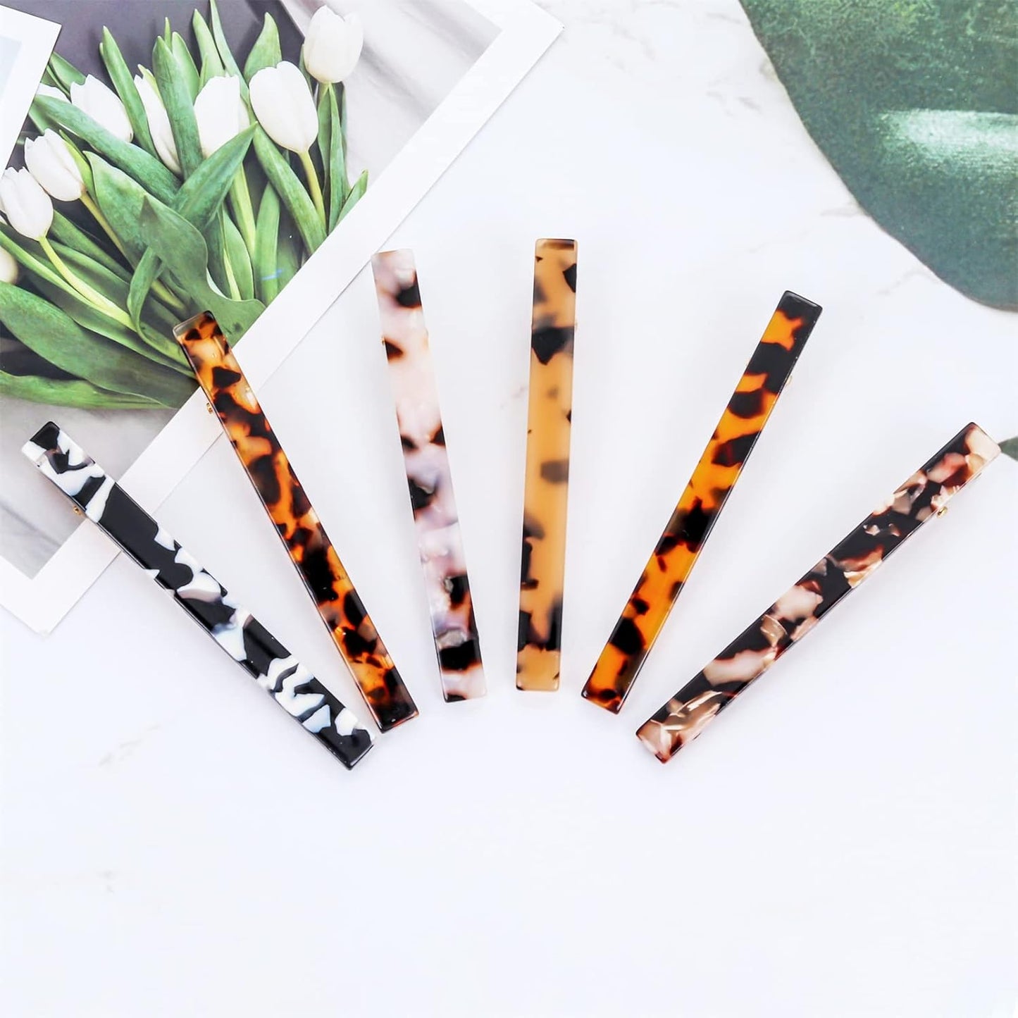 Cobahom Tortoise Shell Leopard Duckbill Acrylic Hair Clips and Barrettes for Women Girls, Thick or Thin Hair, Halloween