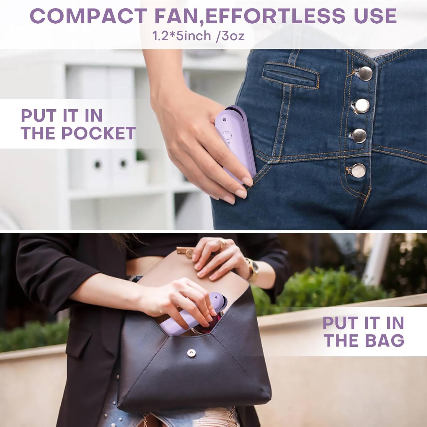 Nezylaf Portable Mini Handheld Fan, Small Rechargeable Personal Fan with Pocket Power Bank Design for Travel/Women Gifts/Disney World Accessories/Theme Park Essentials