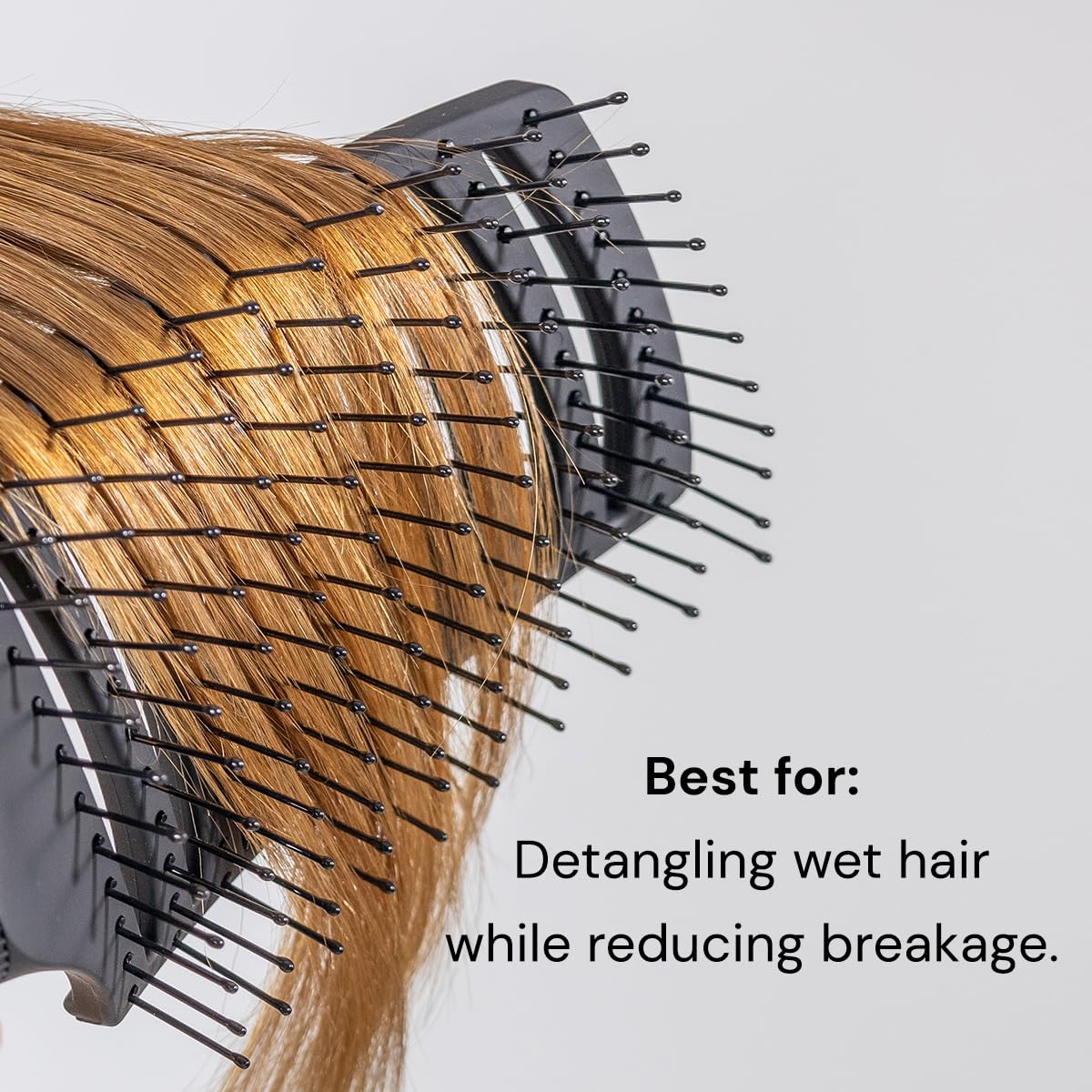 L'ANGE HAIR Siena Wide Curved Vented Detangle Brush | Nylon Bristles | Best for Tangles and Knots | Ideal for Men and Women | Vented for Airflow | Black