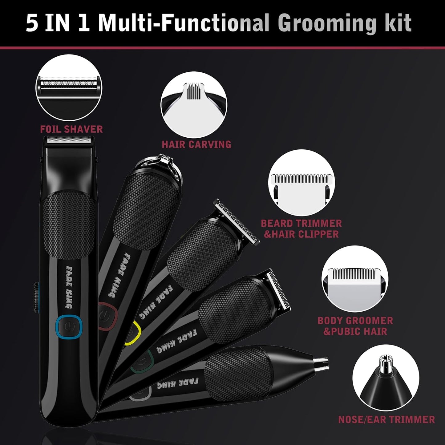 FADEKING® Professional Hair Clippers for Men + 5-in-1 Beard Trimmer