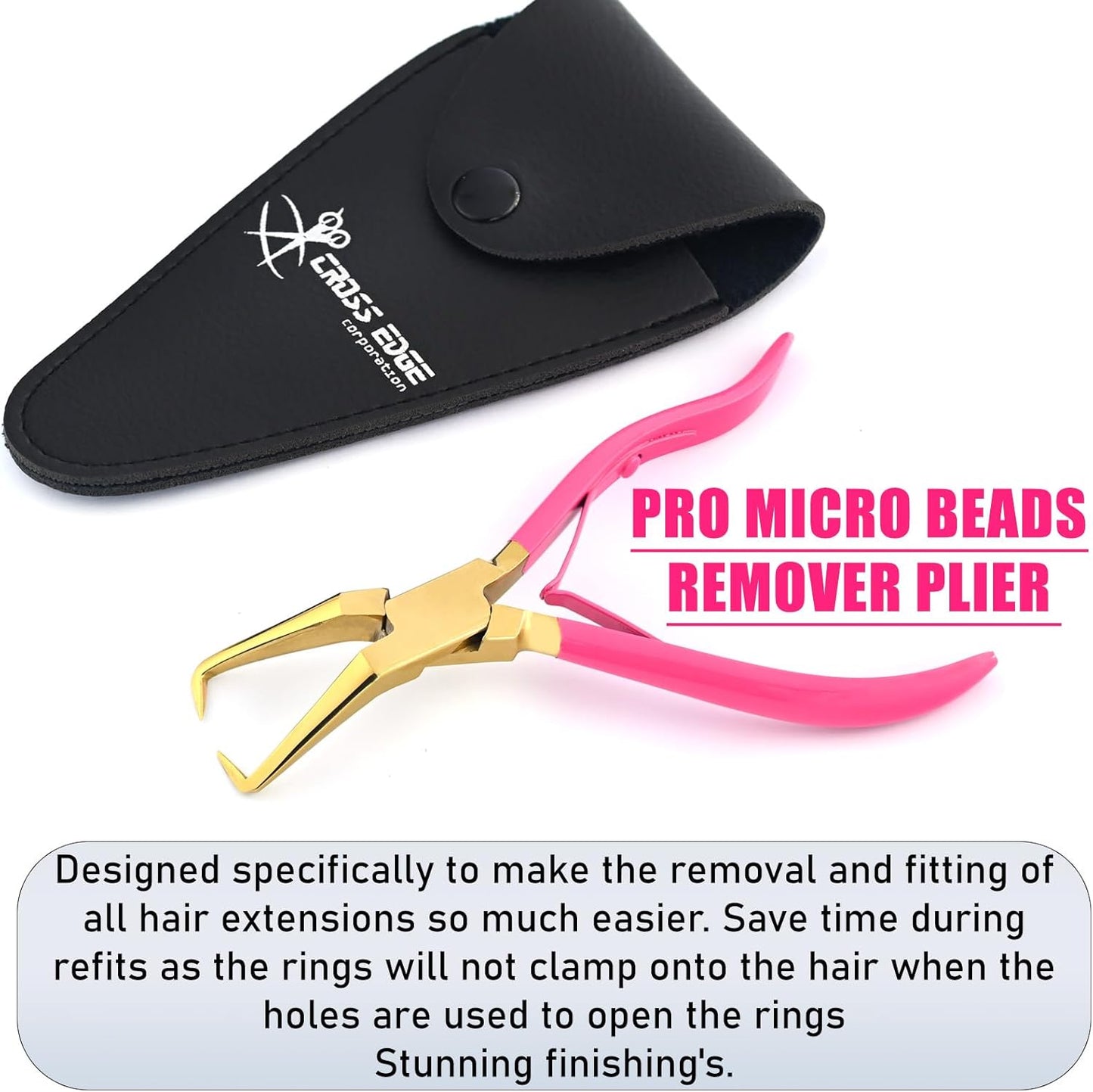 Hair Extension Pliers Compact Micro Beads & Tape in Hair Extension Remover Plier 5.5 Inch Stainless Steel microlink Beads Human Hair Extensions Tools (Gold)