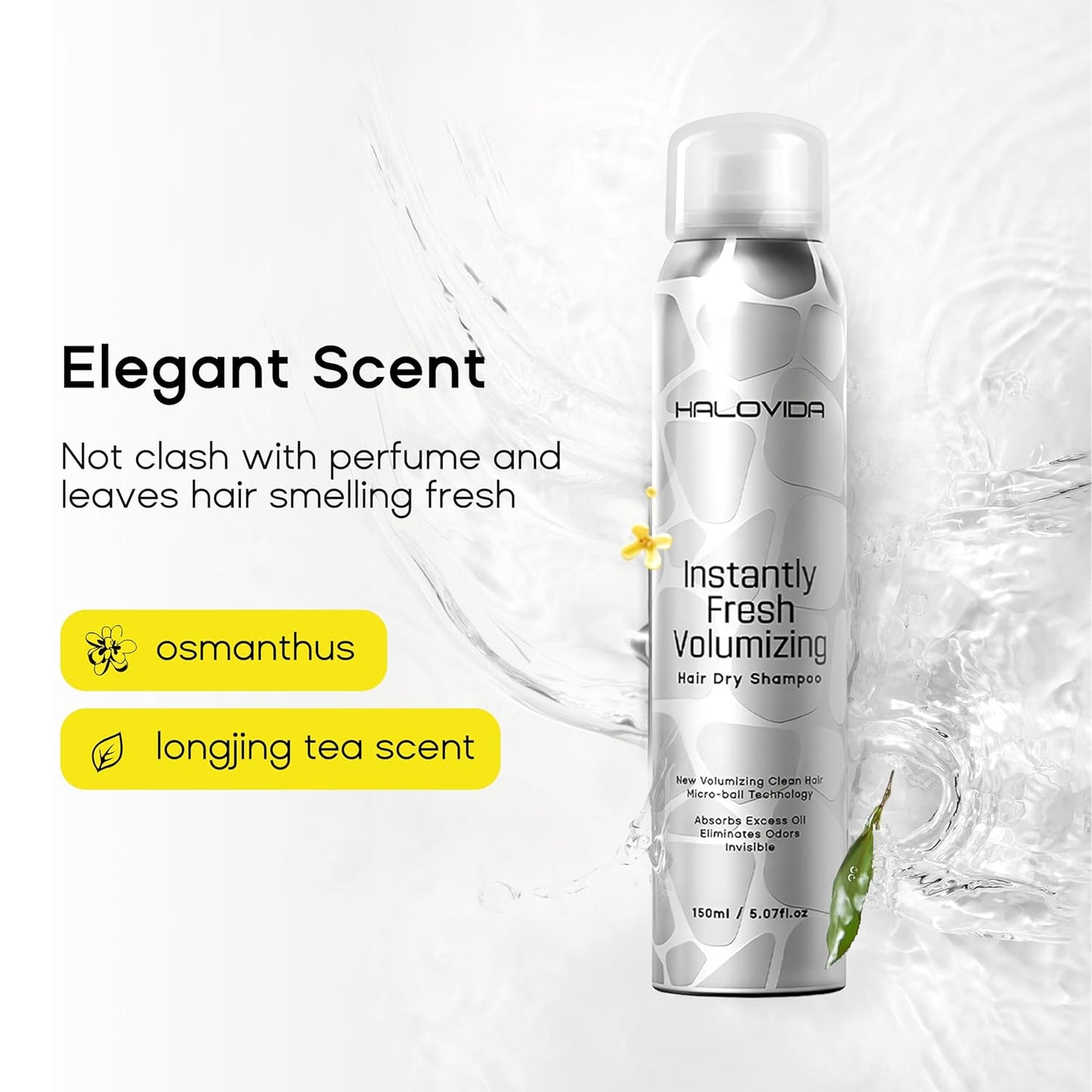 HALOVIDA Dry Shampoo for Women, Dry Shampoo Spray for Dark Hair Leaves No White Residue, Absorb Oils, Volumizing & Refresh Hair for 72 Hours, 5.07 Fl Oz (Pack of 2)