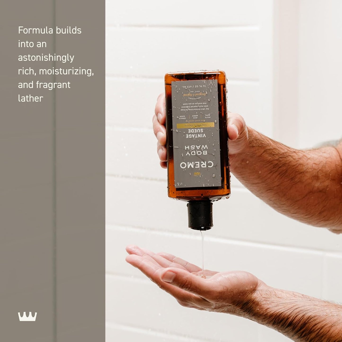 Cremo Body Wash Men, A Vintage Suede with Notes of White Moss and Rich Amber, 16 Fl Oz