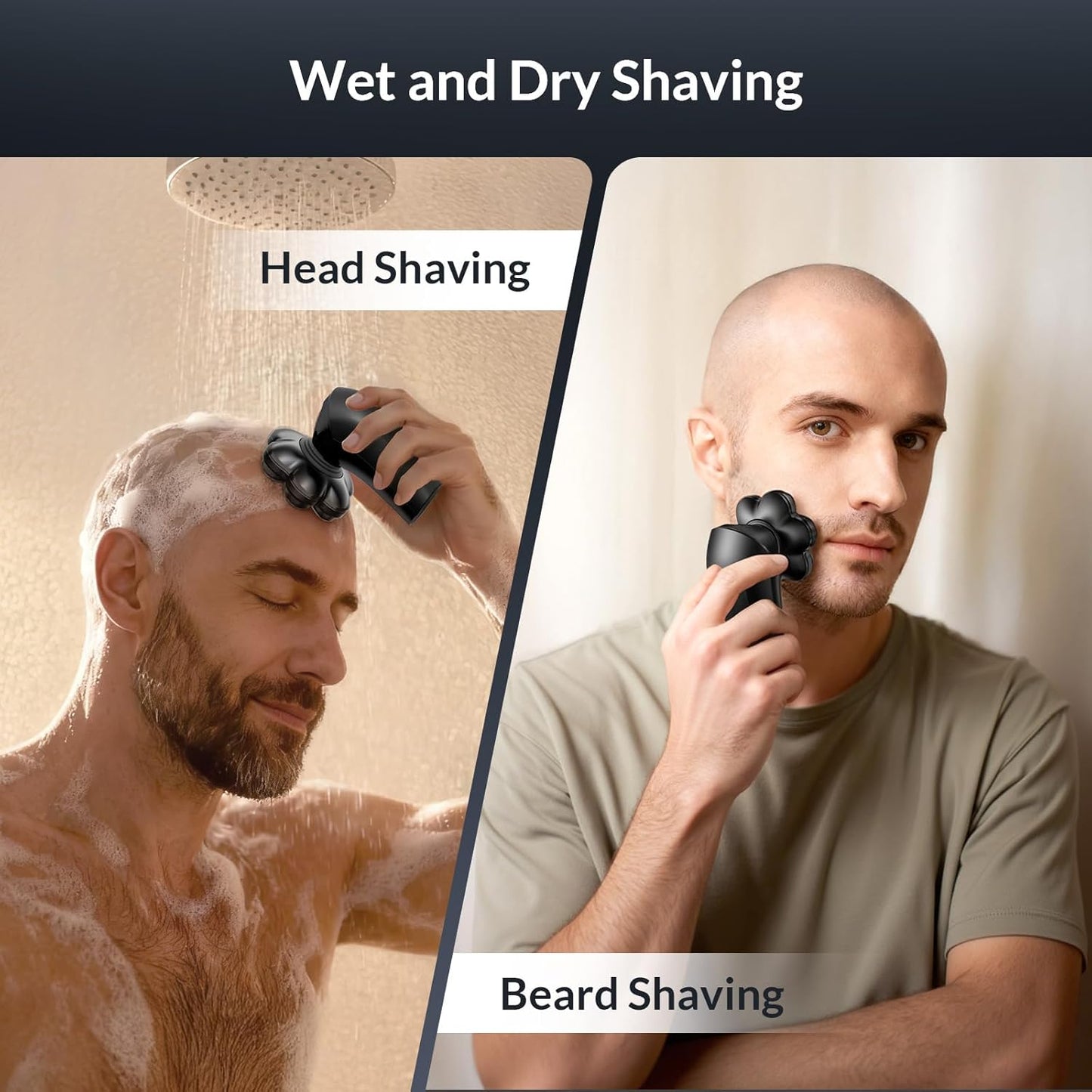 Head Shavers for Bald Men - 7D Arc Magnetic Detachable Electric Razor, Waterproof Wet Dry 5-in-1 Electric Shaving & Grooming Kit, LED Display Rechargeable Head & Body Hair Shaver, Black