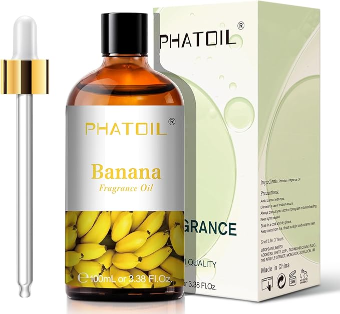 3.38FL.OZ Banana Fragrance Oils for Aromatherapy, Essential Oils for Diffusers for Home, Perfect for Diffuser, Yoga, Skin Care, DIY Candle and Soap Making - 100ml