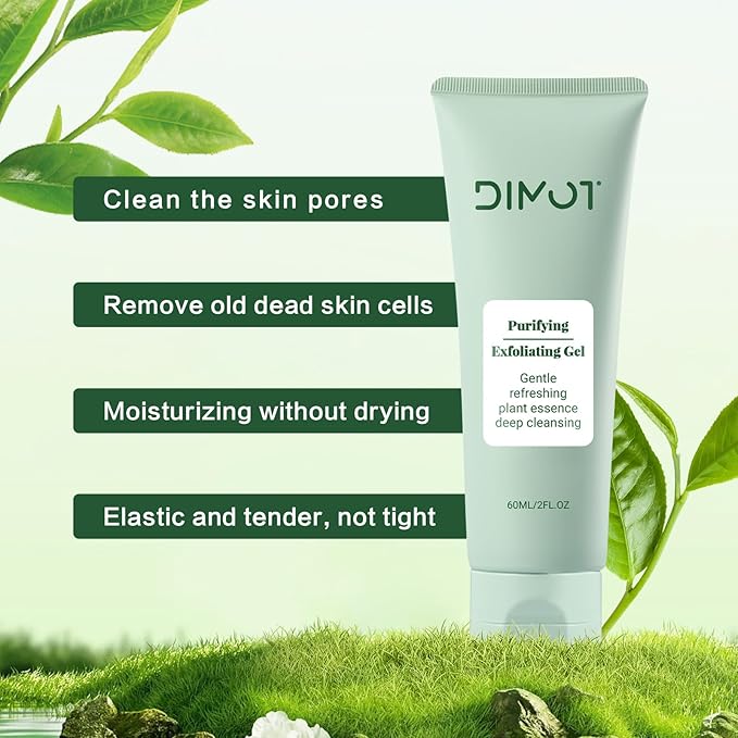 Purifying Exfoliating Gel, Facial Exfoliator Cleanser, Exfoliating Face Scrub with Aloe Vera Gel,Gentle Exfoliator Facial Cleanser for All Skin Types, Skin Care Set for Men & Women (Green, 2pc)