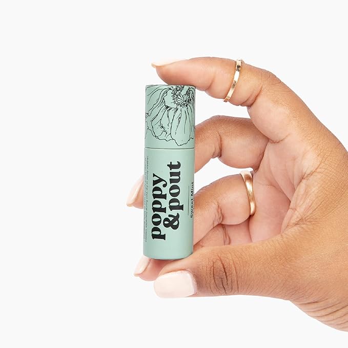 Poppy & Pout Sweet Mint A Jumbo Lip Balm | All Natural Lip Balms & Moisturizers | Hydrates with Beeswax, Vitamin E, Organic Coconut Oil | Cruelty-Free | Lip Balm in Recyclable Cardboard Tube