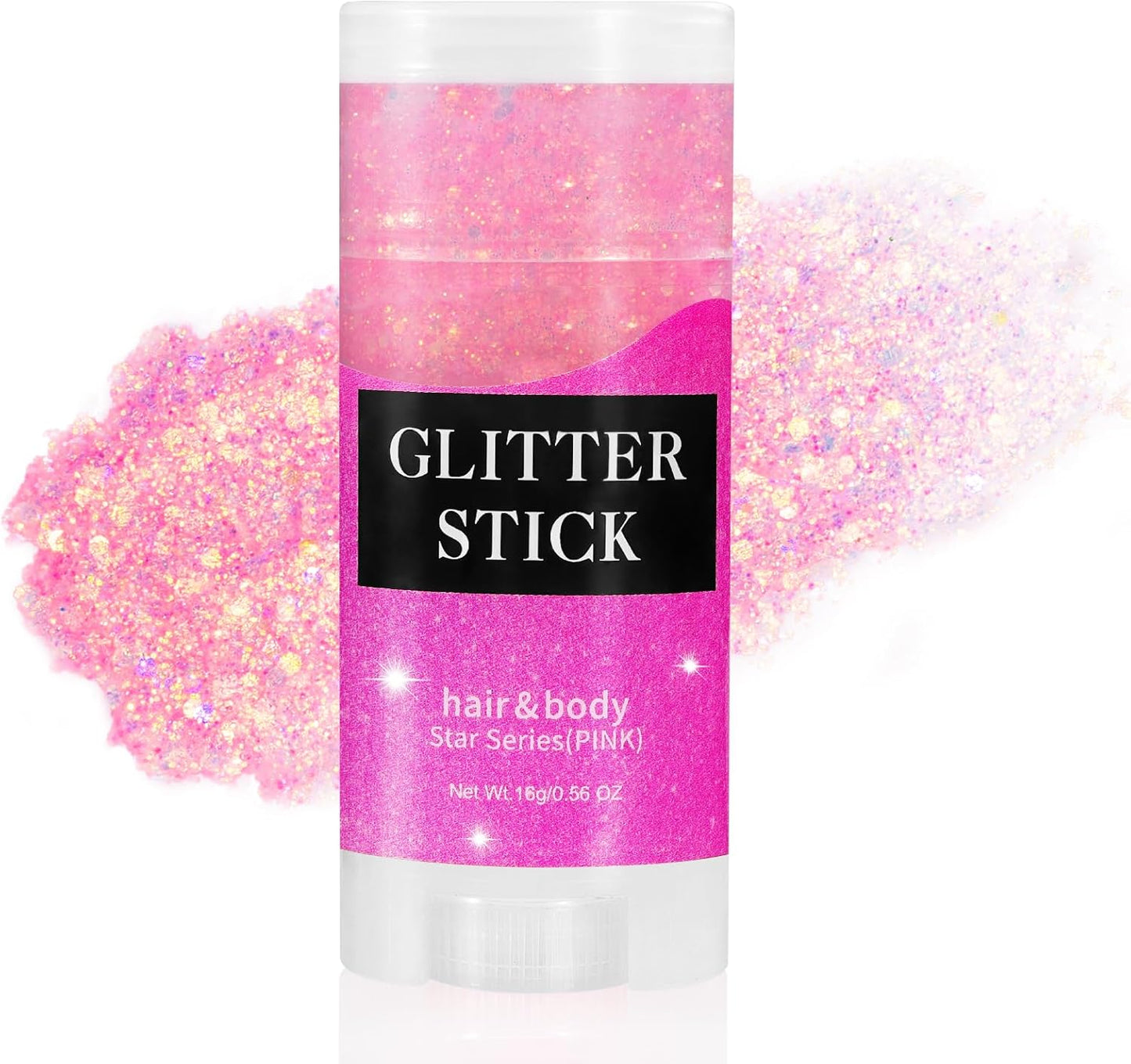 Mysense Pink Body Glitter Stick, Singer Concert Outfit Face Glitter Makeup, Festival Rave Pride Accessories, Hair Glitter Gel for Kids Women, Sparkling Mermaid Sequin Chunky Glitter Face Paint, 0.56oz