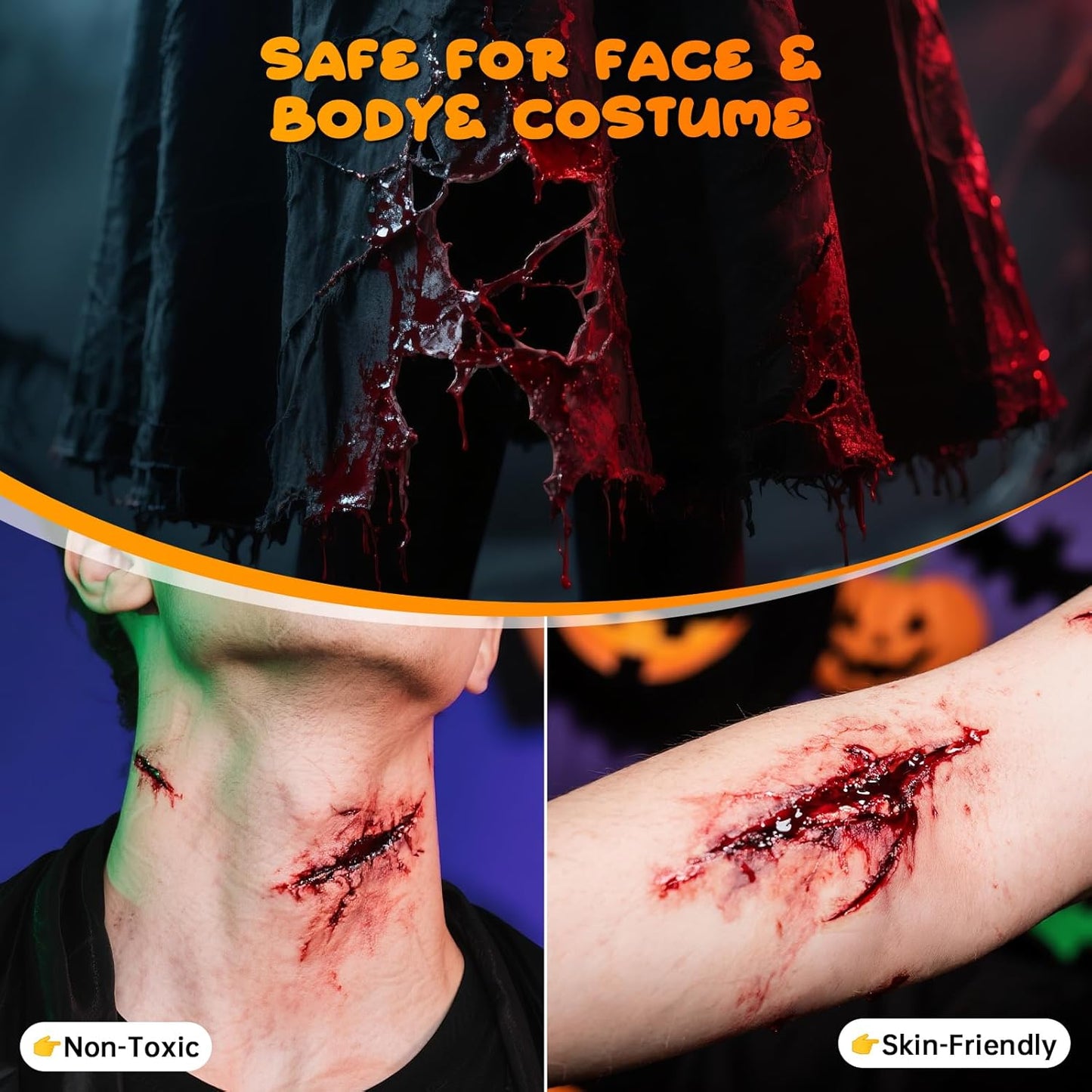 Halloween Scab Blood Gel, 60g Coagulated Blood Makeup with Sponge for Realistic Wounds, Cuts, SFX FX Makeup, Vampire Zombie Monster Cosplay, Scab Blood SFX for Face & Body