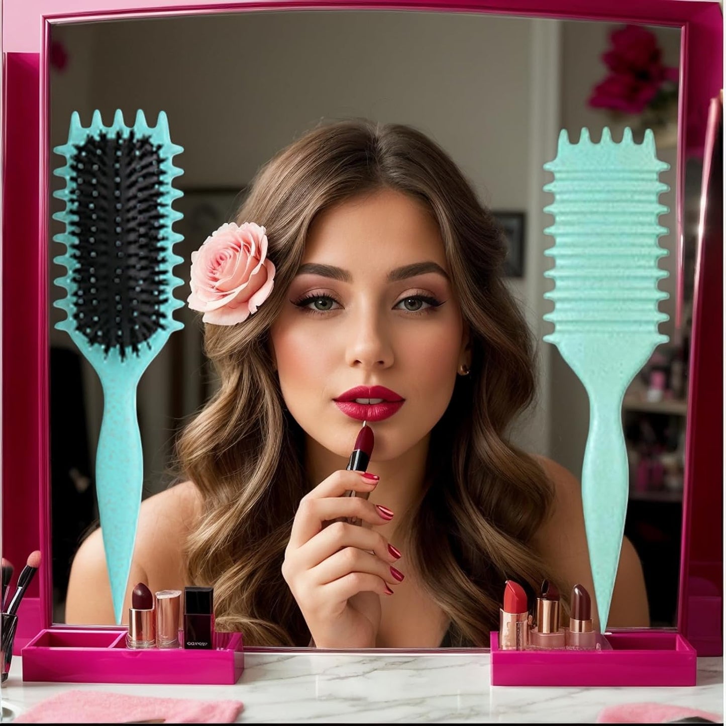 Green 1 piece Curl Defining Brush, Curly Hair Brush for Detangling Shaping and Defining Curls for Women, Men, girl and boy Hair.