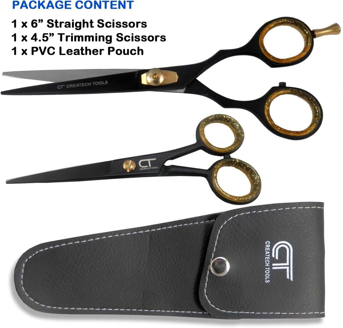 Hair Scissors Set – Large and Small Hair Cutting, Hairdressing and Trimming Black Scissors, Family Care Pack