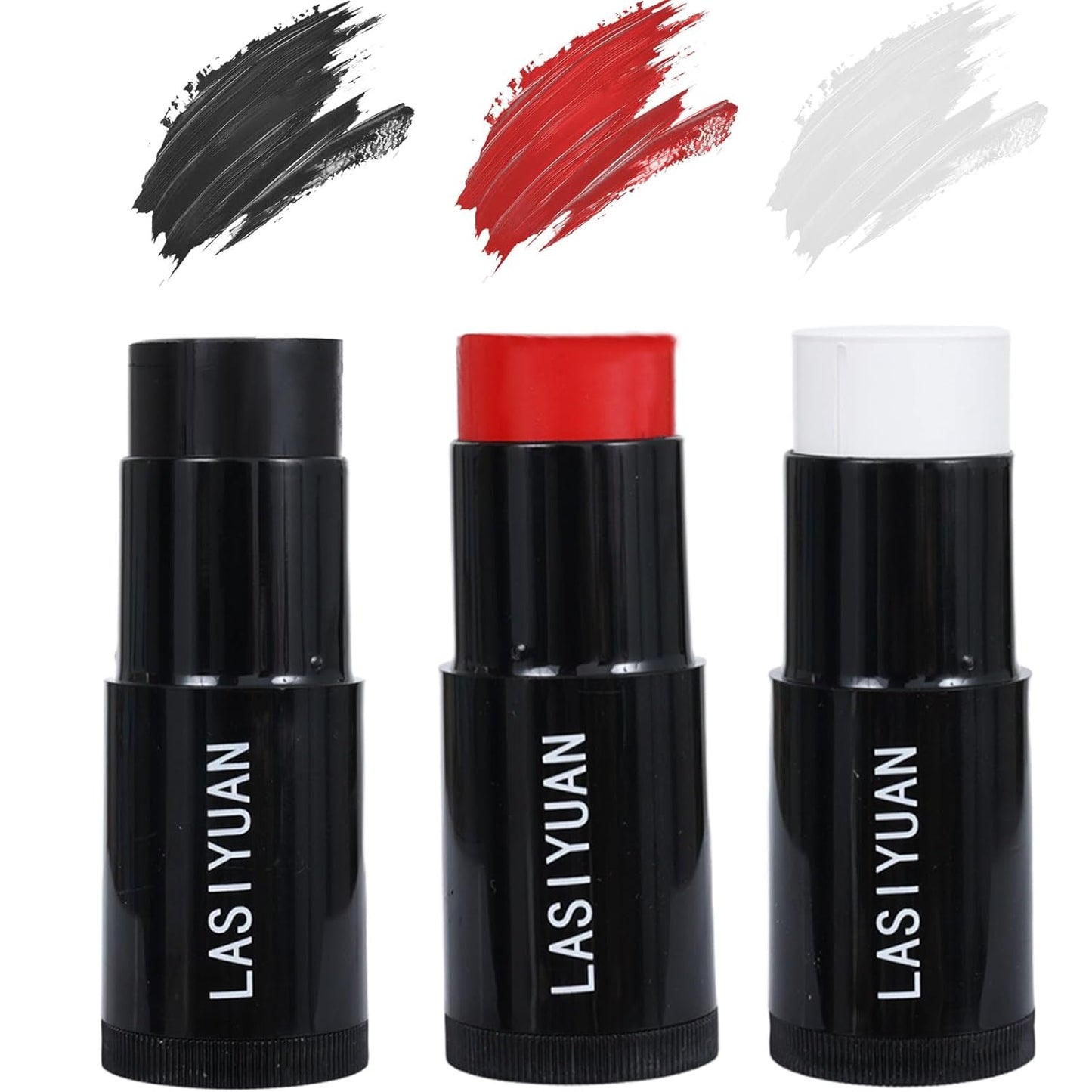 Face Body Paint Stick (BLACK+WHITE +RED)，Water Resistant Sports Body Makeup Athletes Softball，Professional Halloween Face Makeup Kit ，for Halloween costume， Zombie Clown Vampire