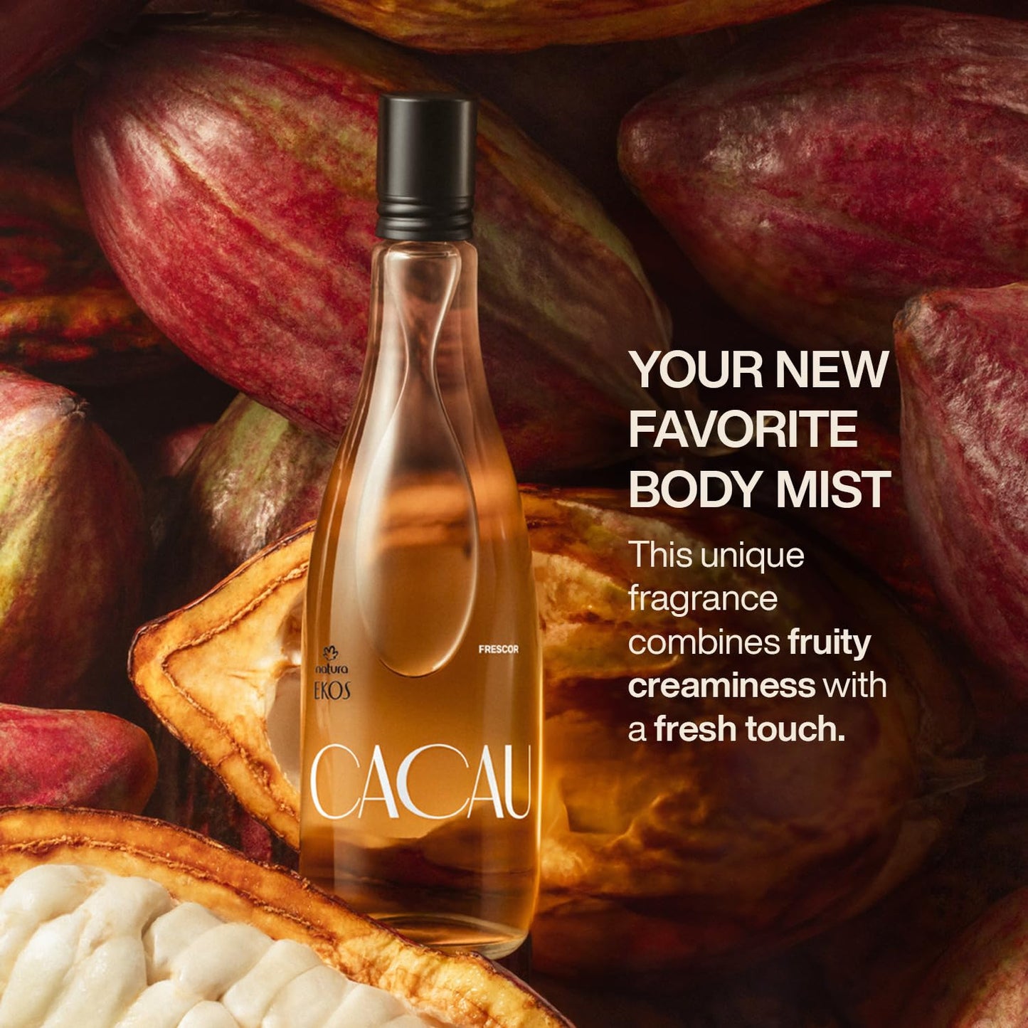 Natura Ekos Body Mist Cacau Frescor Eau de Toilette - Long Lasting Fragrance - Notes of Orange, Gardenia, Chocolate, Sandalwood, Vanilla, Musk - Spicy and Sweet Women's Perfume 150 ml