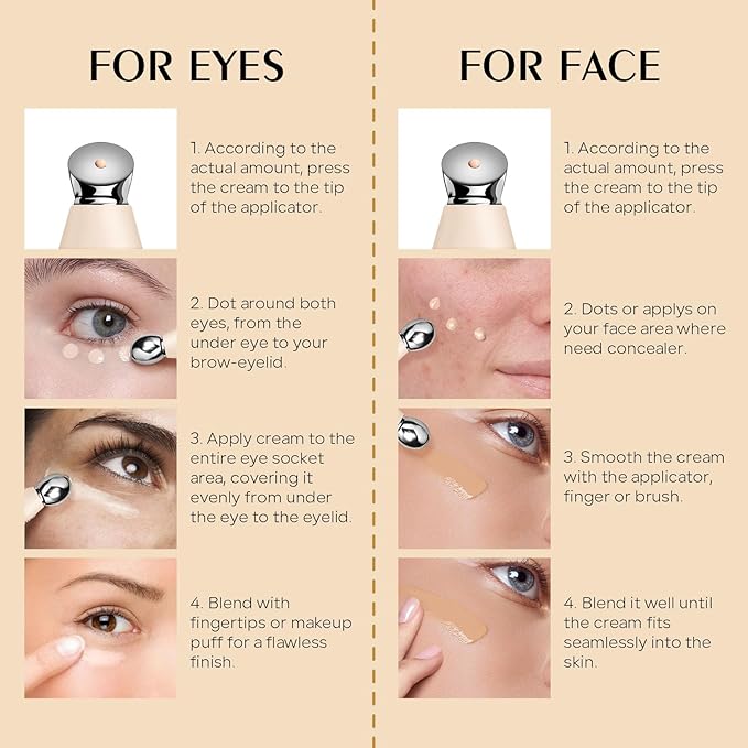 Mineral Sunscreen Eye Cream, 3-in-1 Anti-Aging Sunscreen Under Eye Treatment Cream, SPF 35, Mineral Concealer for Smooth Eyelines Cover Dark Circles, 03