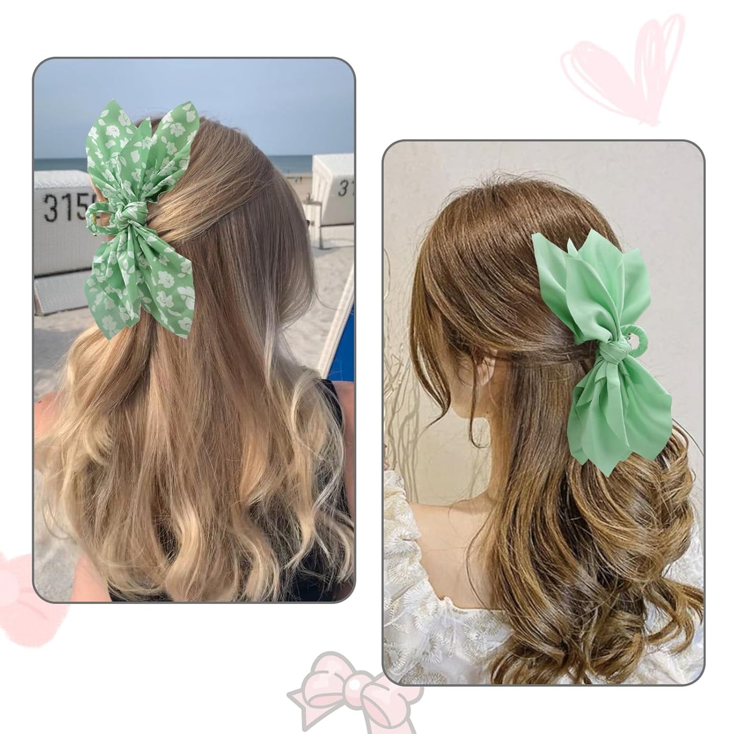Bow Claw Clips Bow Hair Clips 2PC Green Big Hair Bows for Women Butterfly Styling Large Hair Clips for Thick Hair for Girls Hair Accessories for Teen
