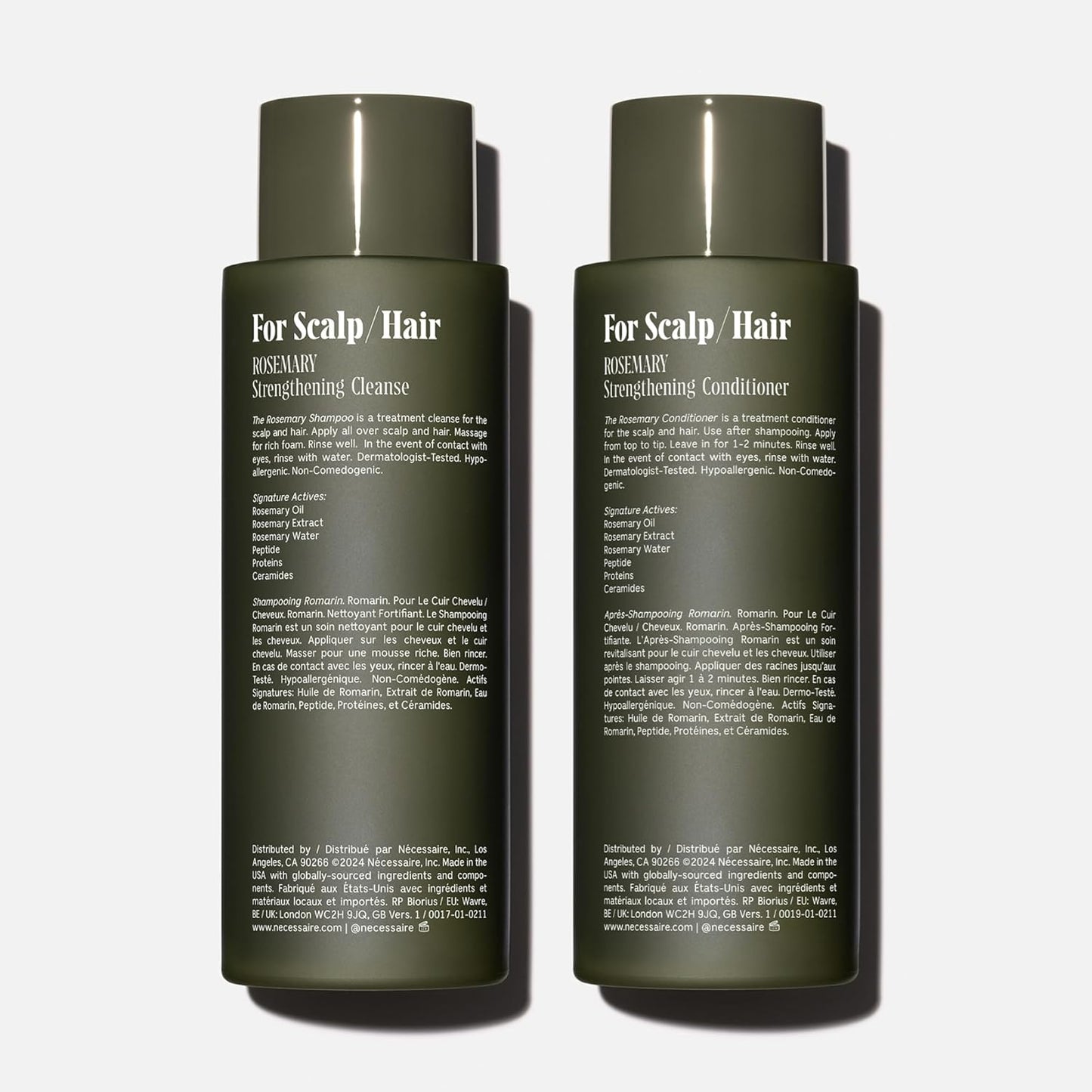 Nécessaire Rosemary Hair Duo | Multi-Protein Strengthening Shampoo + Conditioner For Thinning Hair. For Women + Men. Good For All Hair Types/Textures. Free Of Sulfates. Color-Safe. 250 ml / 8.4 oz