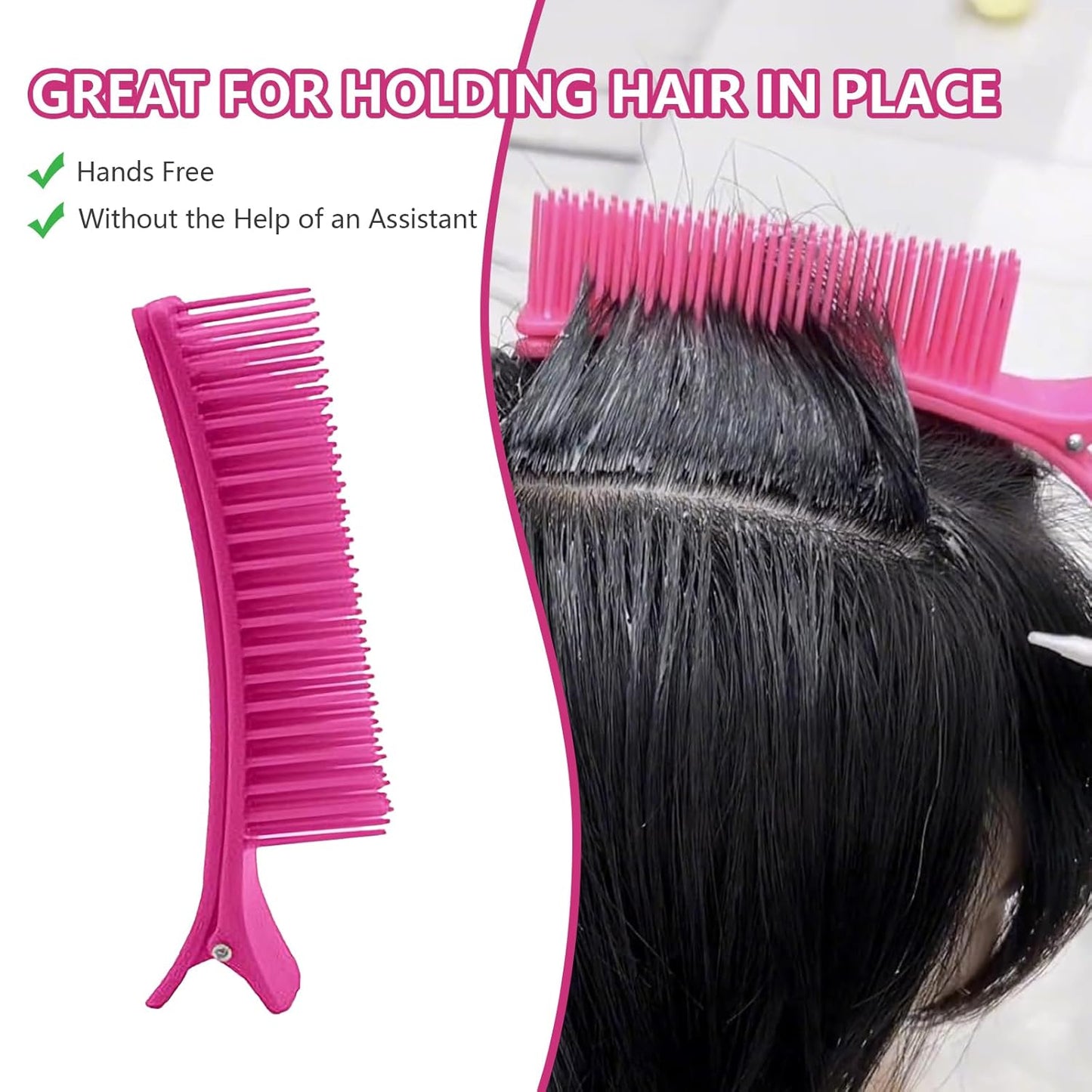2PCS Hair Clips for Styling Sectioning, Grip Styling Hair Parting Combs Clips for Salon Home Hair Cutting Coloring Foiling Placing Extensions- Hair DIY Accessories