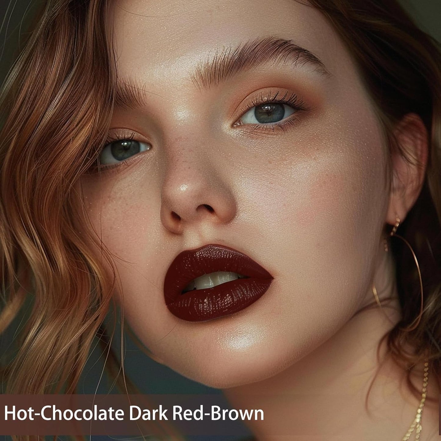 QiBest 3-in-1 Dark Red Lipstick Set for Women & Teen Girls, Matte Liquid Lipstick + Lip Gloss + Gel Lip Liner Pencil Trio Lip Gift Kit for 24 Hours Long Lasting & Waterproof Lip Makeup (Hot Chocolate)