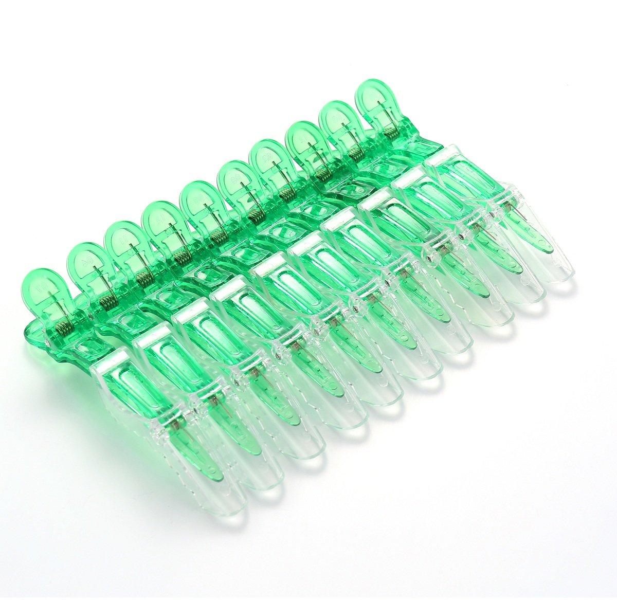 10pcs/set Multicolor Croc Clips Transparent Plastic Hairdresser Clips Hair Styling Sectioning Barrettes Professional Non Slip Alligator Clips Salon DIY Accessories Hairpins (10pcs-Green)