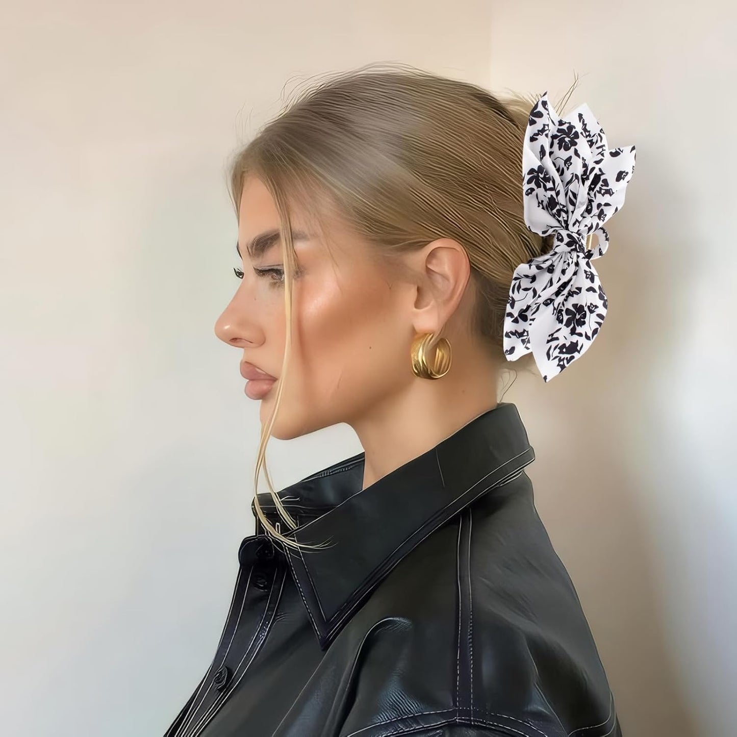 Bow Claw Clips Bow Hair Clips Black White 1PCS Big Hair Bows for Women Butterfly Styling Large Hair Clips for Thick Hair for Girls Hair Accessories for Teens