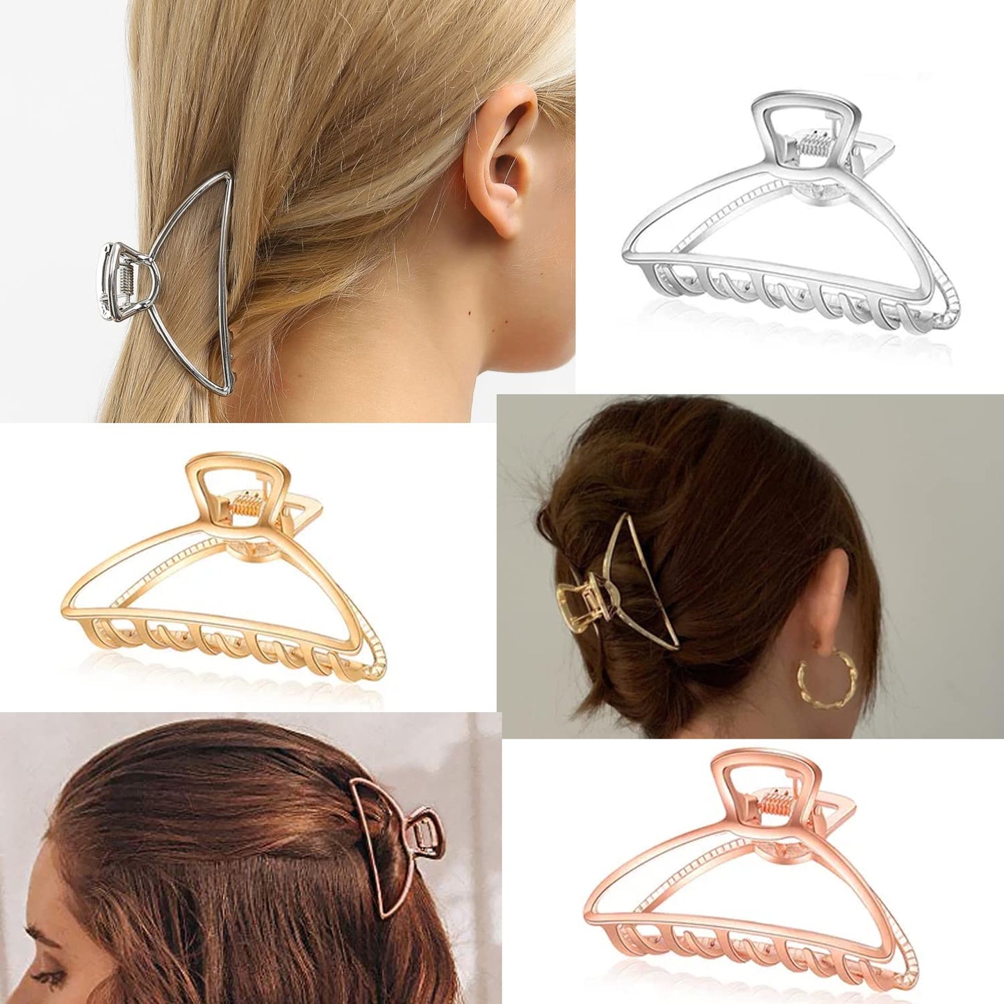6 Packs Metal Hair Claw Clips, Lady Thick Hair Catch Barrette, Large&Mini Non-slip Hair Jaw Clamp Clips Styling Fashion Accessories for Women Girls