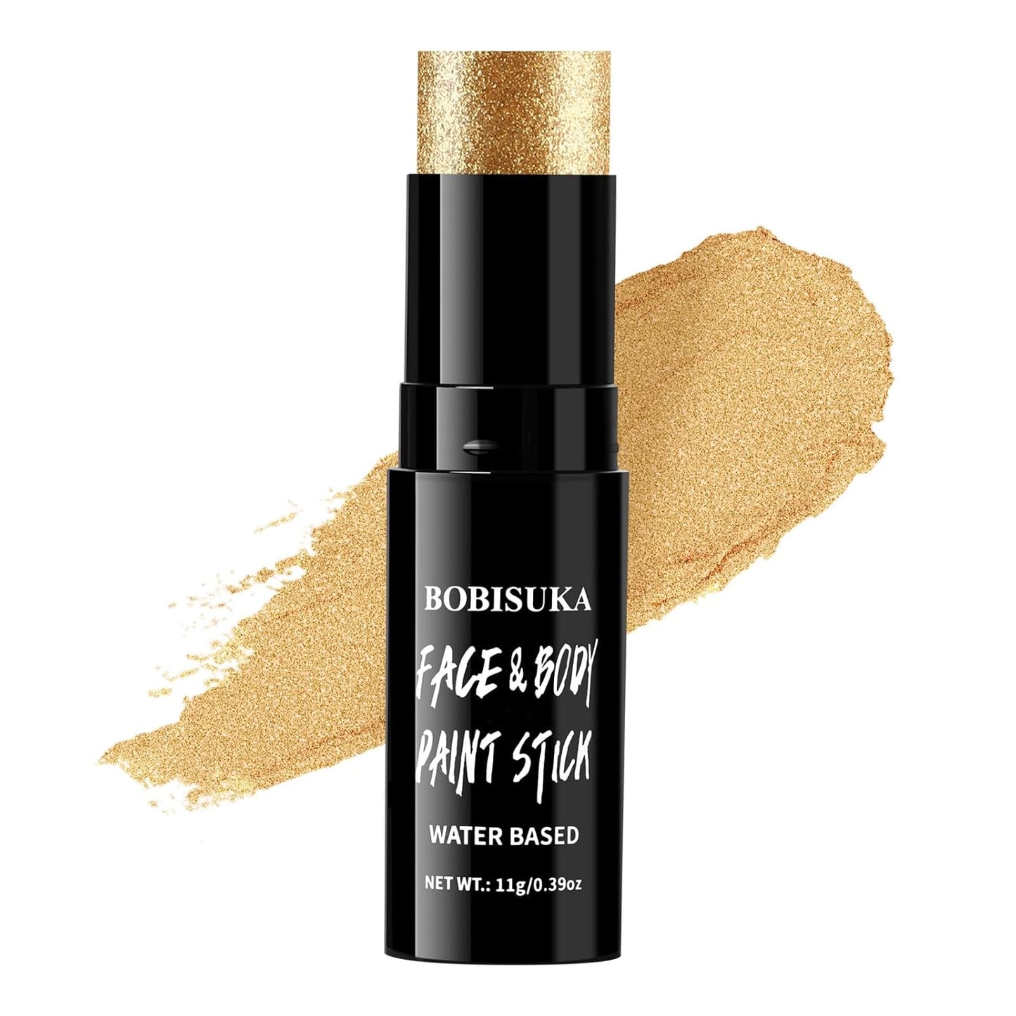BOBISUKA Metallic Gold Face Body Paint Stick Washable Water-Based Face Paint Makeup Stick for Halloween Skull, Goth, Cosplay, SFX, Sports Eye Black & Costume Party