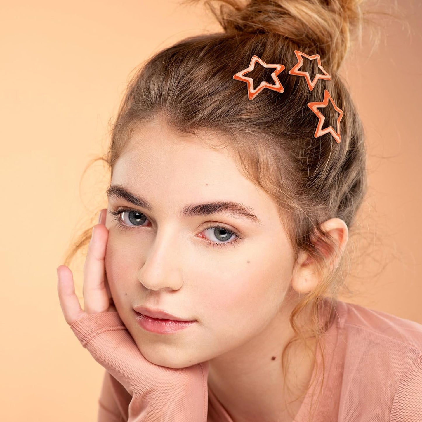 Joez Wonderful 20 Pcs Star Hair Clips, 1.18"/3cm Metal Snap Hair Clips, Cute Star Clips Hair Barrettes, Non-Slip Fashion Hair Accessories for Women (Orange)