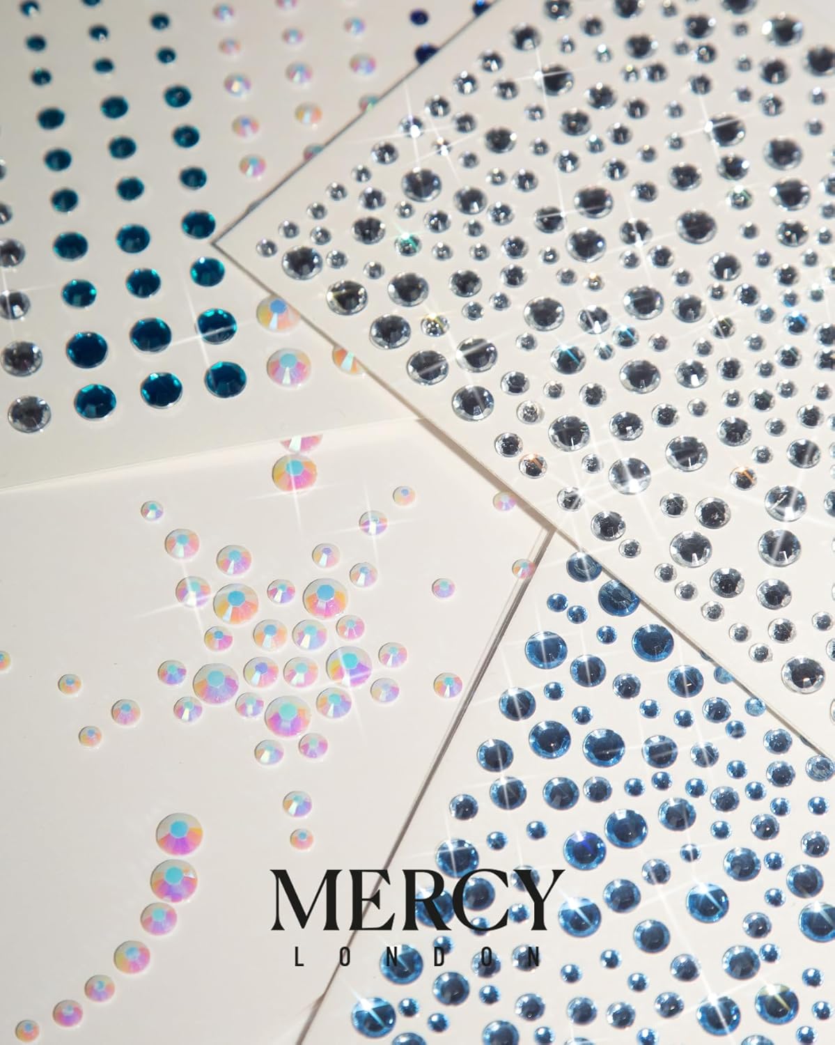 MERCY LONDON Face Gems in Mermaid, 866 Self Adhesive Rhinestone Stickers for Face, Eye, Makeup, Body, DIY Face Gems