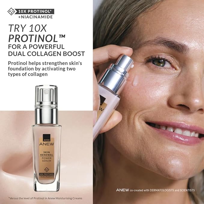 Anew Skin Renewal Power Serum - Dual-Collagen Boost, Protinol Technology, 30ml Powerful Results in 7 Days. Smoothes Skin, Reduces Pores and Minimises Lines for Firmer, Stronger,