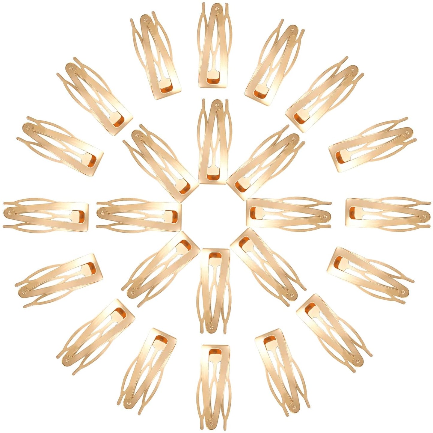 Chinco 24 Pcs Double Grip Hair Clips Metal Snap Clips Women Barrettes for Hair Making, Salon Supplies(Kc Gold,2 Inch)