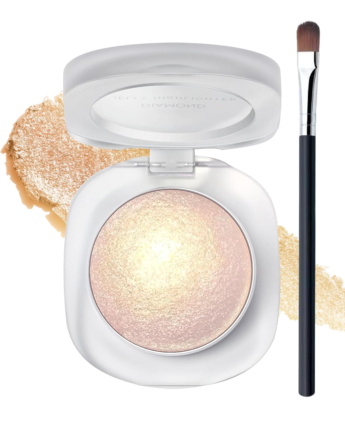 Glitter Holographic Eyeshadow Palette Multichrome Gold Sliver Chameleon Face Highlighter, Sparkling Cream Color Shifting Single Eye Shadow Long Lasting Shimmer Inner Corner Eye Brightener Makeup-03