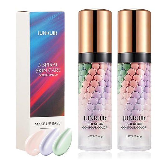 2 Pack One Step Color Corrector,Color Correcting Foundation Facial Serum,Moisturizing Concealer Tri-Color Correcting Isolation Cream Face Makeup Primer Base