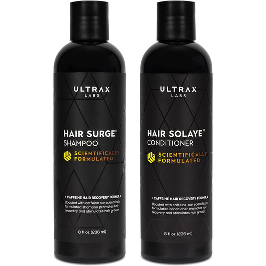Hair Surge Shampoo and Hair Solaye Conditioner Bundle (8 fl oz) | Thickens Hair, Reduces Breakage, Promotes Growth, Strengthens Follicles | For Men and Women