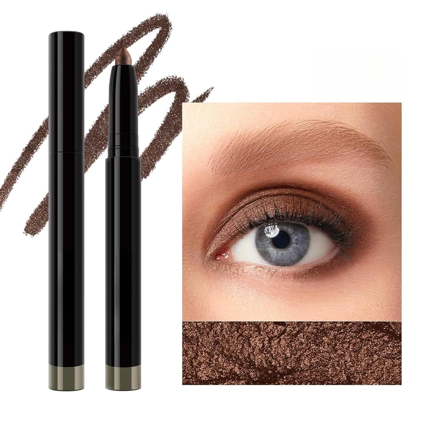 Brown Eyeshadow Stick Smooth Cream Eyeshadow Pencil, Waterproof Long Lasting Eye Shadow Stick, High Pigment Hypoallergenic Highlighter stick Create Multi-Dimensional Eyes Look (07# Brown)
