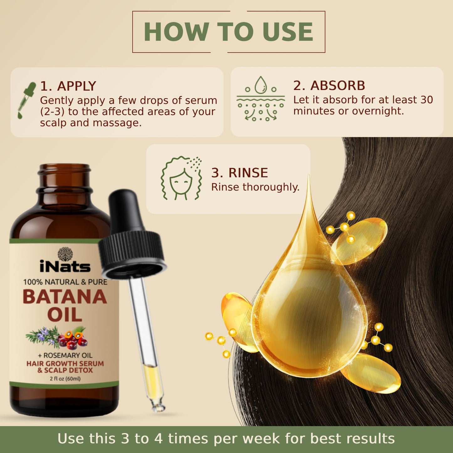 Batana Oil for Hair Growth with Rosemary: Nourish & Detox Scalp for Thicker, Stronger, Longer Hair - Dr. Sebi Recommended, 100% Organic Batana Oil from Honduras - Reduce Hair Loss (2 Fl Oz)