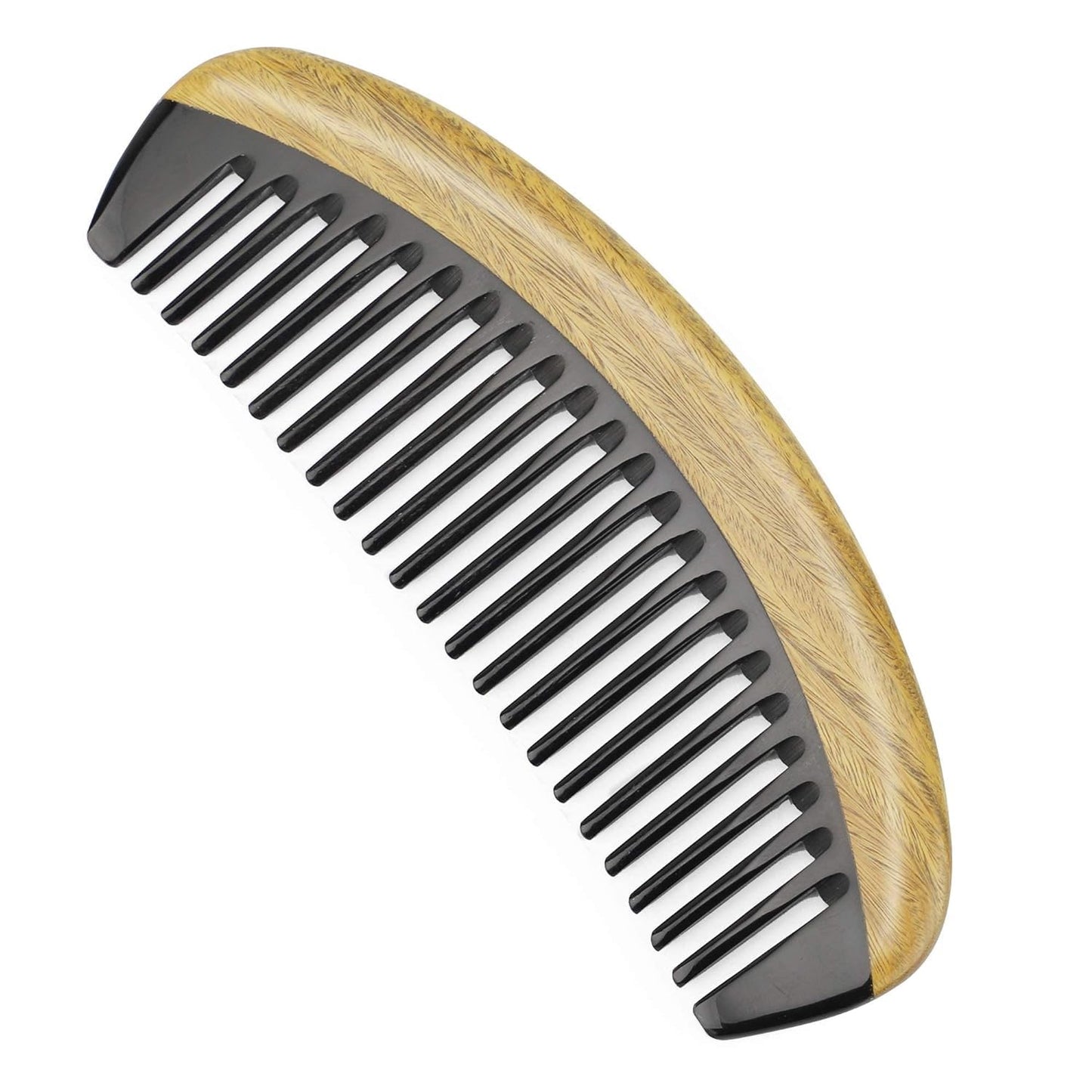 Onedor Buffalo Horn Handmade Sandalwood Hair Combs - Anti-Static Scented Natural Detangler Wooden Combs (Oval Wide Tooth)