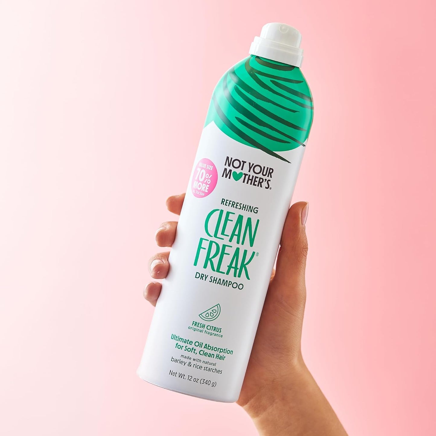 Not Your Mother's Value Pack Clean Freak Refreshing Jumbo Dry Shampoo (2-Pack) - 12 oz Each - 70% More to Instantly Absorb Oil and Refresh Hair Between Washes - Fresh Citrus - For All Hair Types