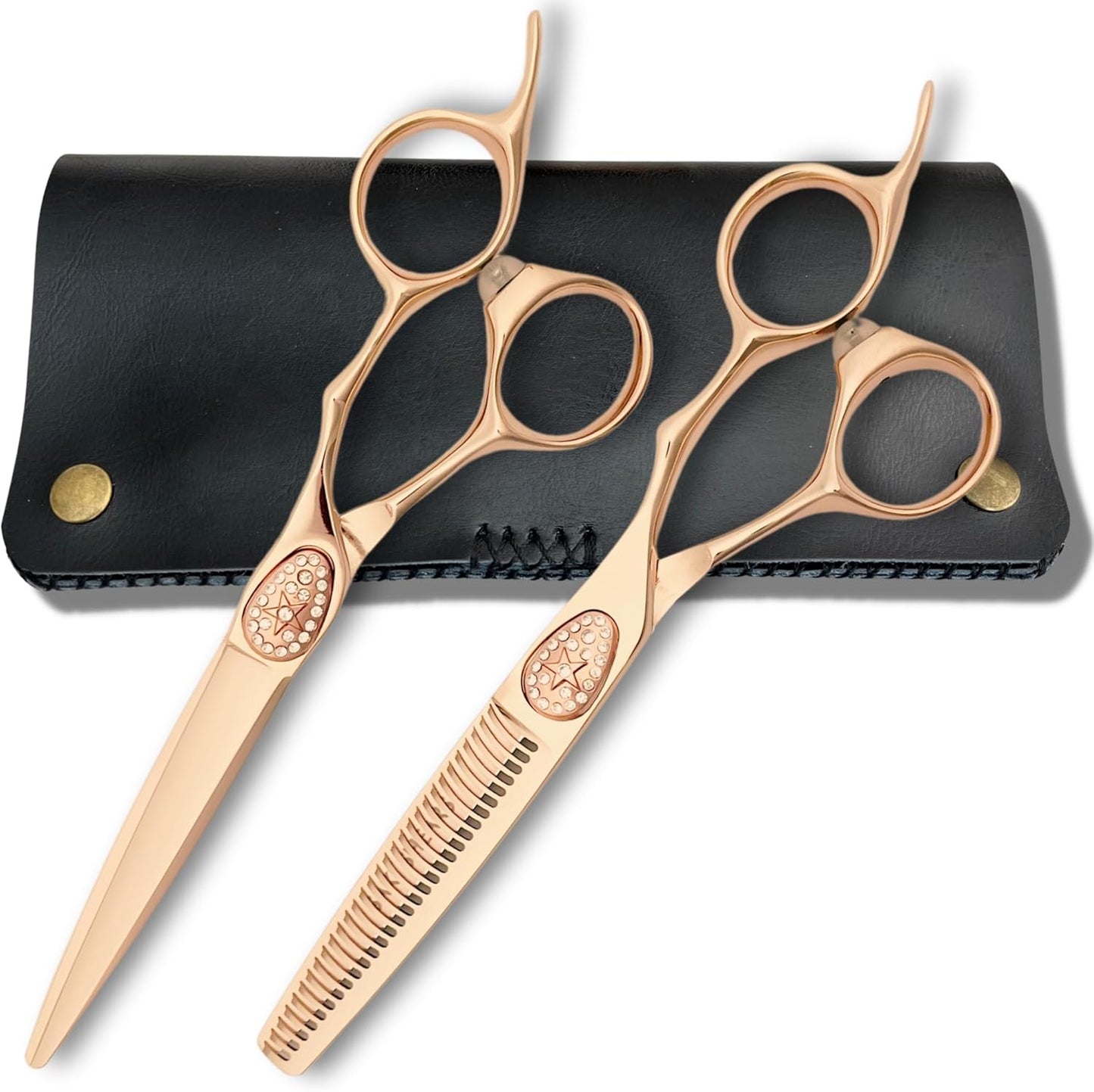 Gold Hair Scissors for Professional Hairdressers - 6 Inch Saki Shears Ikigai Gold Hair Shears - 440C Steel - Razor Sharp Cutting, Durable (Set of Hair Shears)