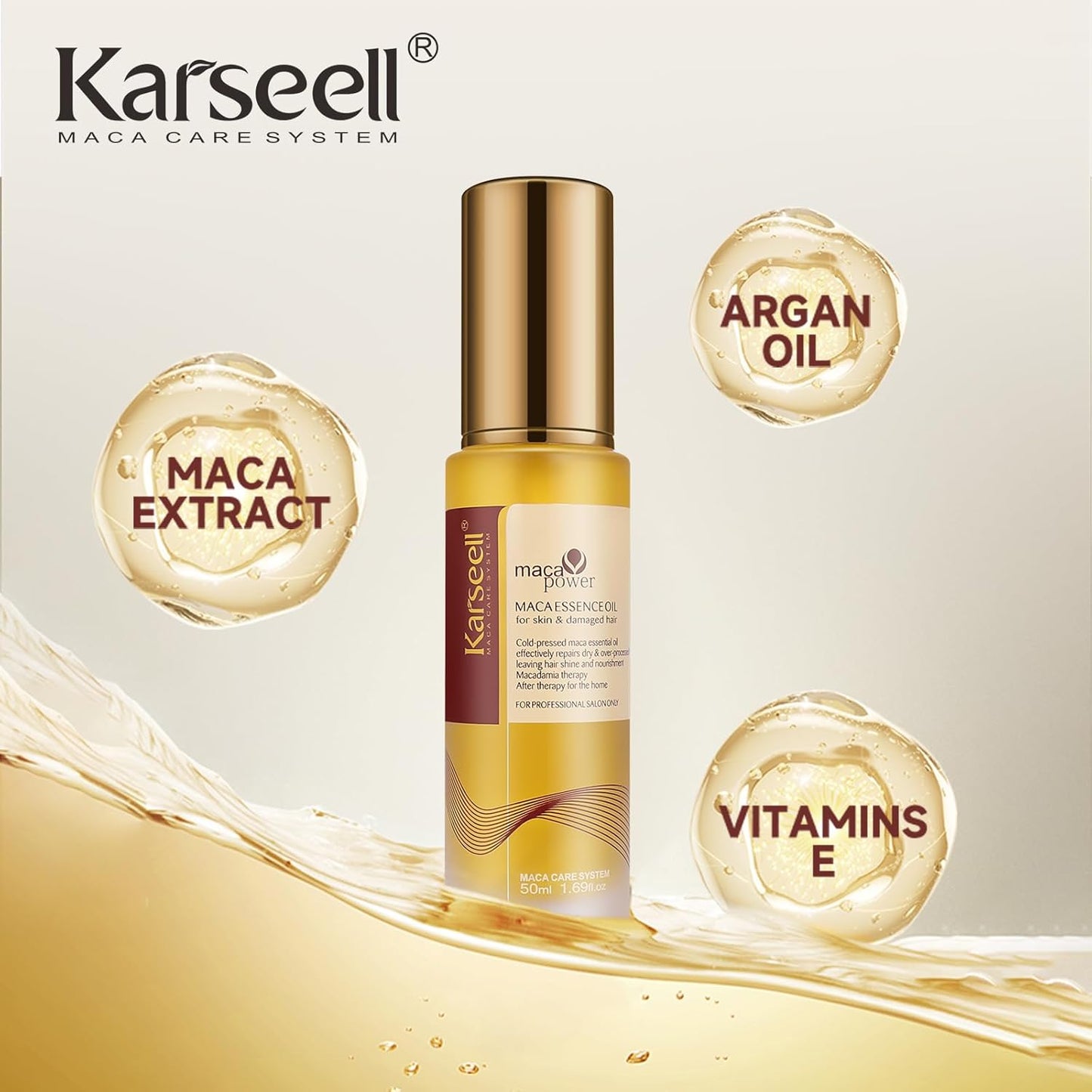 Karseell Moroccan Argan Oil for Hair Healing Cold Pressed Weightless Argan Oil Hair Serum for Dry Damaged Hair 50ml